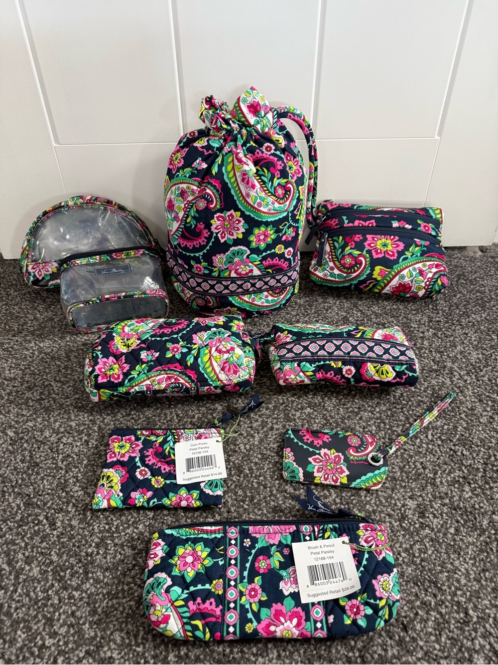 Vera Bradley retired “Petal Paisley” accessory lot, some BNWT. 9 items!